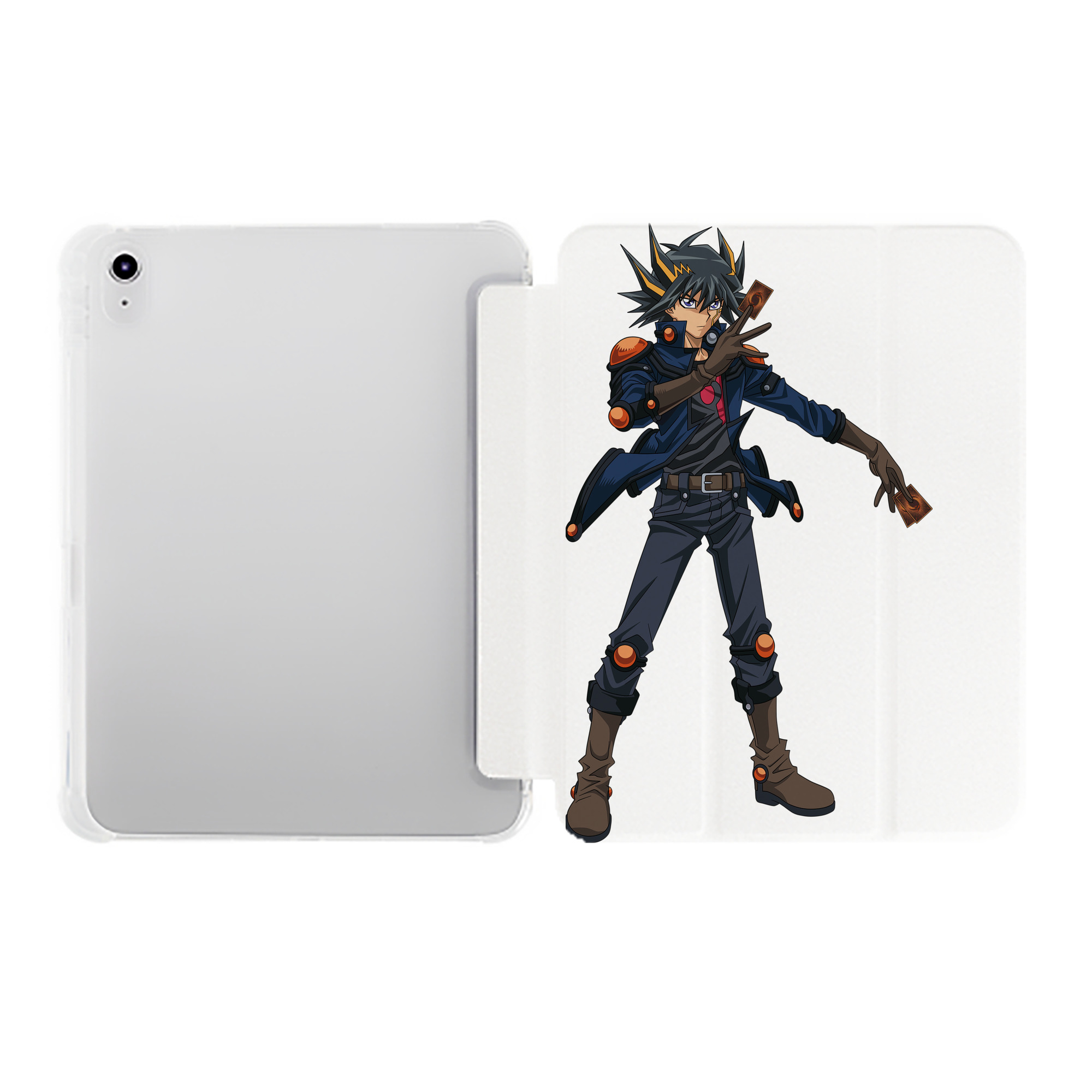 （画像用） 遊☆戯☆王 Yu-Gi-Oh! IPad ケース ペン収納付き 三つ折りスタンド PUレザー×シリコン 対応機種9.5/10.5/10.9インチ